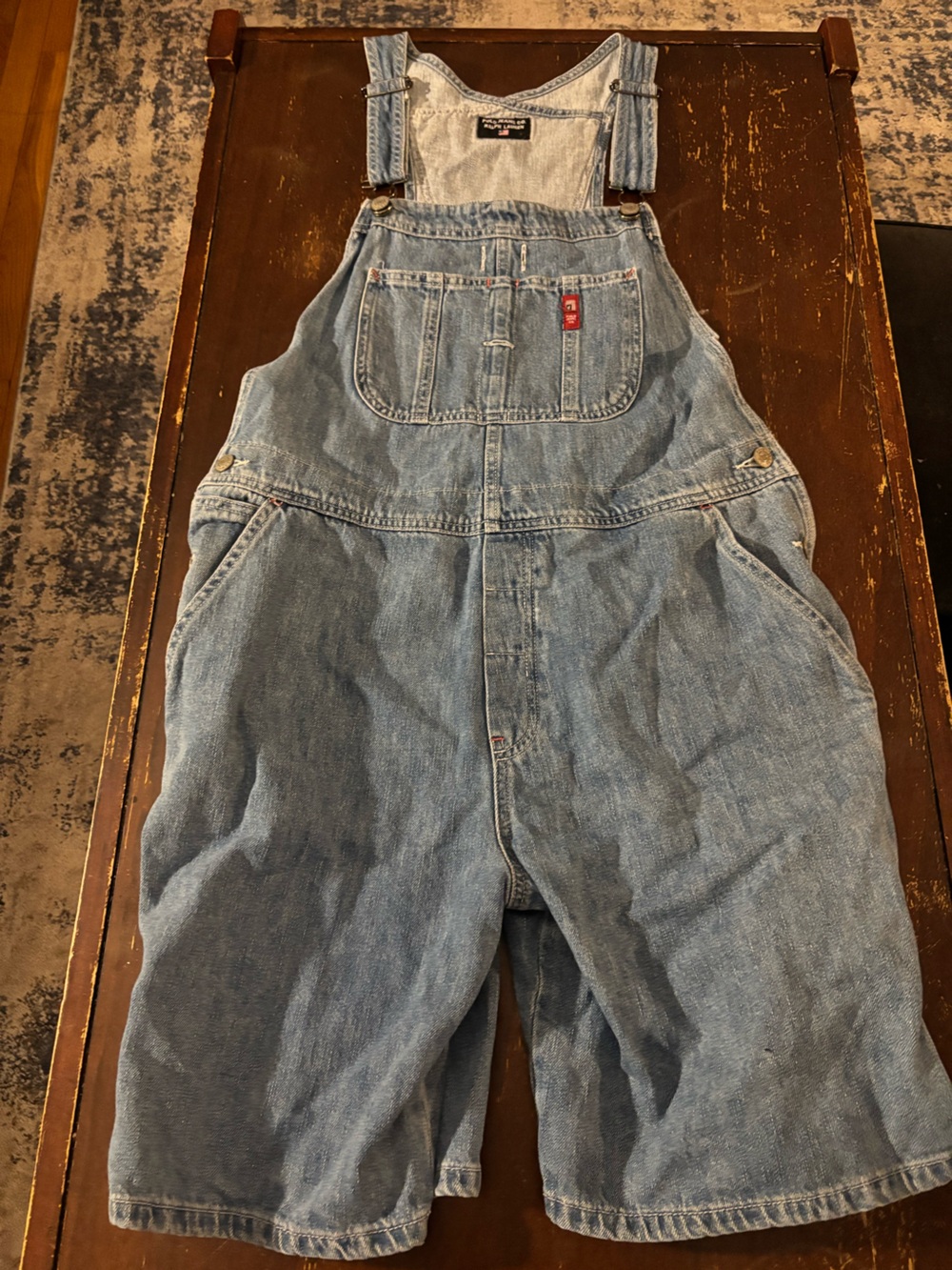 Vintage Polo Jeans Co Ralph Lauren Uniform Shortall Denim Overalls L Y2K 90s